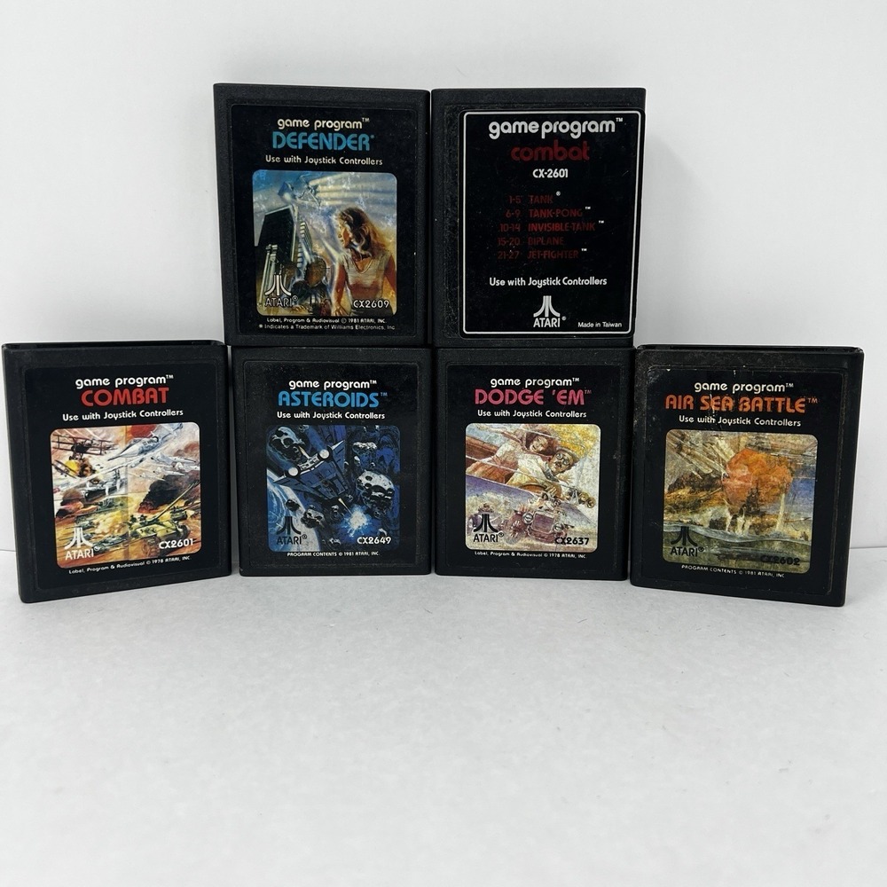 Atari 2600 Games Lot of 6 Combat Defender Asteroids Air Sea Battle Dodge